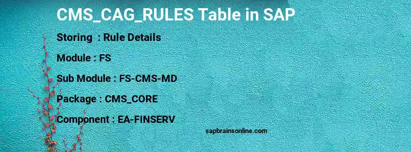 SAP CMS_CAG_RULES table