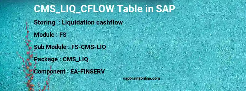 SAP CMS_LIQ_CFLOW table