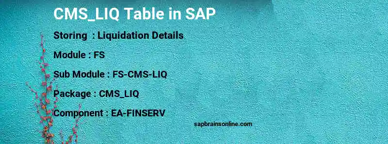 SAP CMS_LIQ table