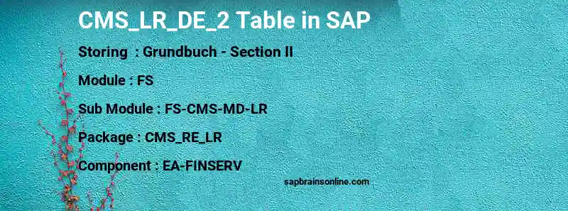SAP CMS_LR_DE_2 table