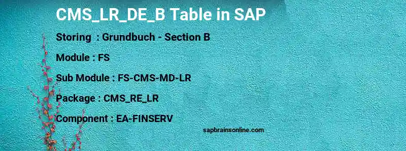 SAP CMS_LR_DE_B table