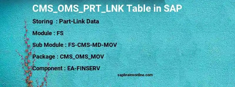 SAP CMS_OMS_PRT_LNK table