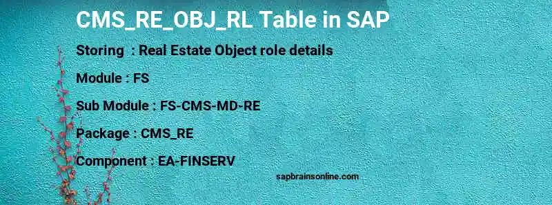 SAP CMS_RE_OBJ_RL table