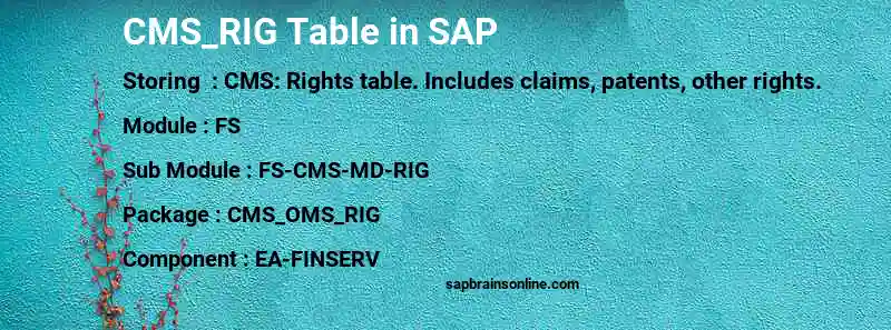 SAP CMS_RIG table