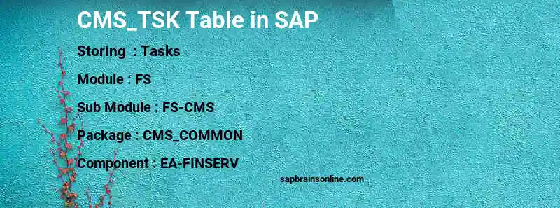 SAP CMS_TSK table