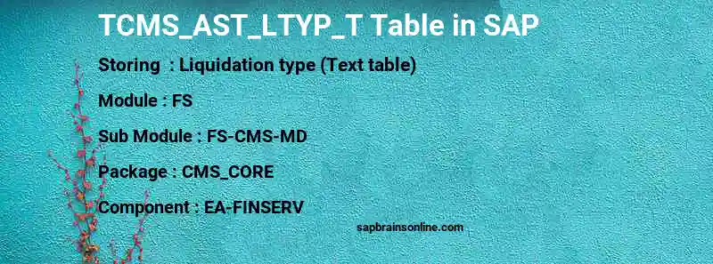 SAP TCMS_AST_LTYP_T table