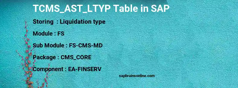 SAP TCMS_AST_LTYP table