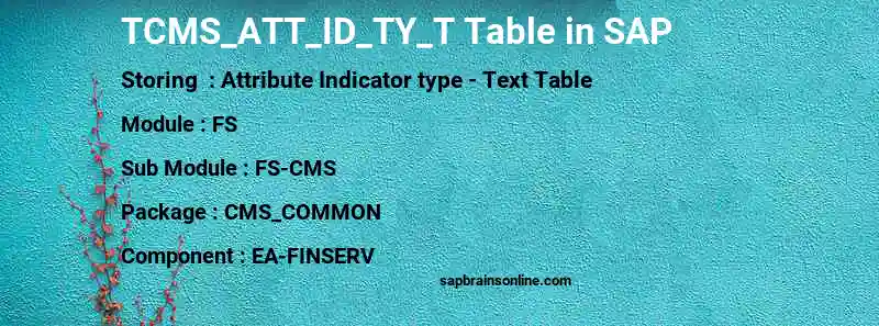 SAP TCMS_ATT_ID_TY_T table