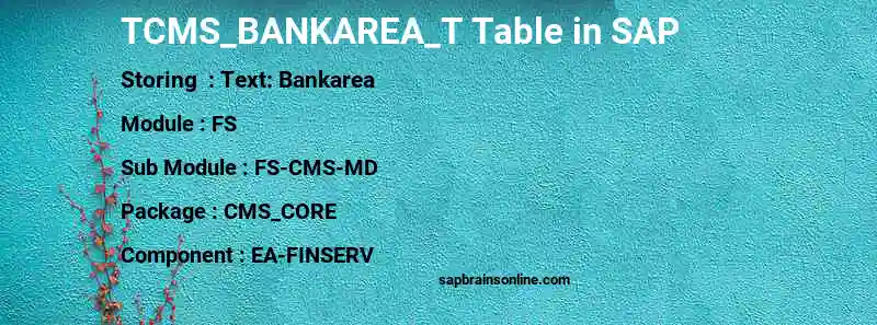 SAP TCMS_BANKAREA_T table