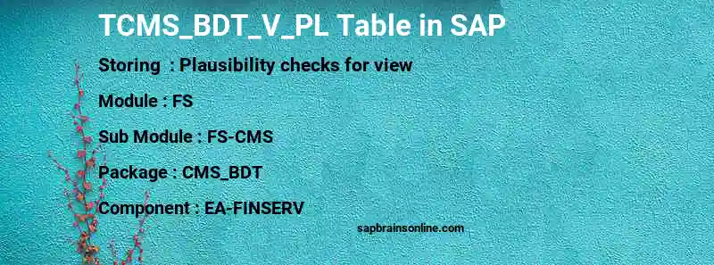 SAP TCMS_BDT_V_PL table