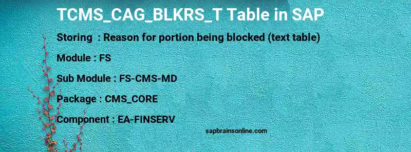SAP TCMS_CAG_BLKRS_T table
