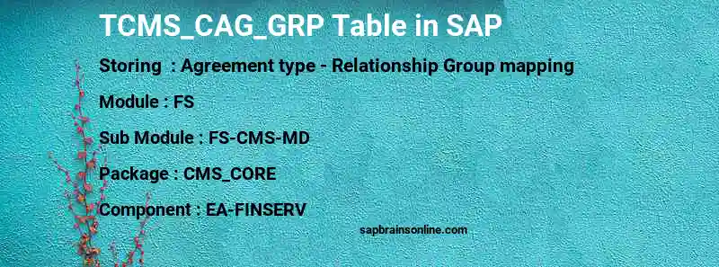 SAP TCMS_CAG_GRP table