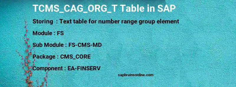 SAP TCMS_CAG_ORG_T table