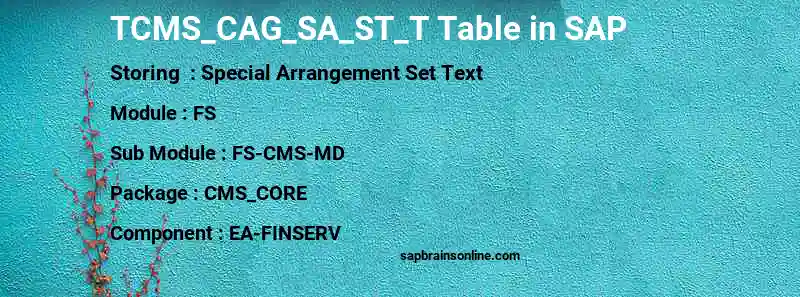 SAP TCMS_CAG_SA_ST_T table
