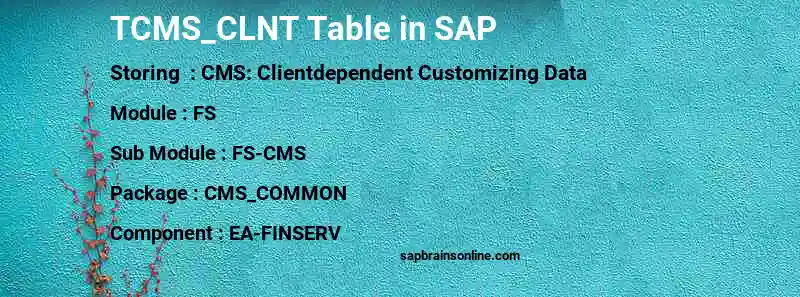 SAP TCMS_CLNT table