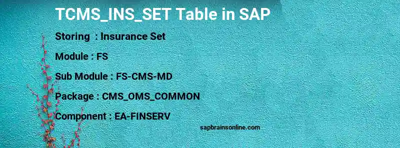 SAP TCMS_INS_SET table