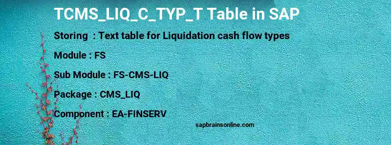 SAP TCMS_LIQ_C_TYP_T table
