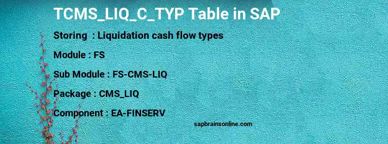 SAP TCMS_LIQ_C_TYP table