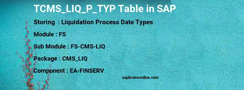 SAP TCMS_LIQ_P_TYP table