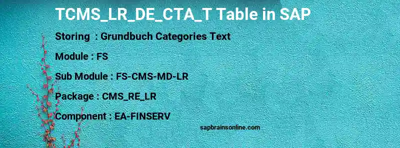 SAP TCMS_LR_DE_CTA_T table