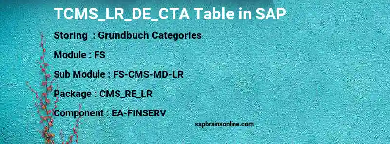 SAP TCMS_LR_DE_CTA table
