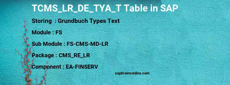 SAP TCMS_LR_DE_TYA_T table