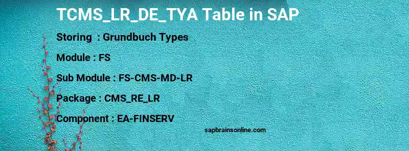 SAP TCMS_LR_DE_TYA table