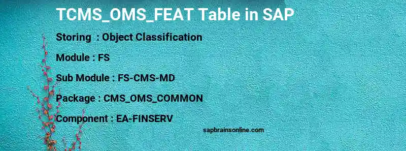 SAP TCMS_OMS_FEAT table
