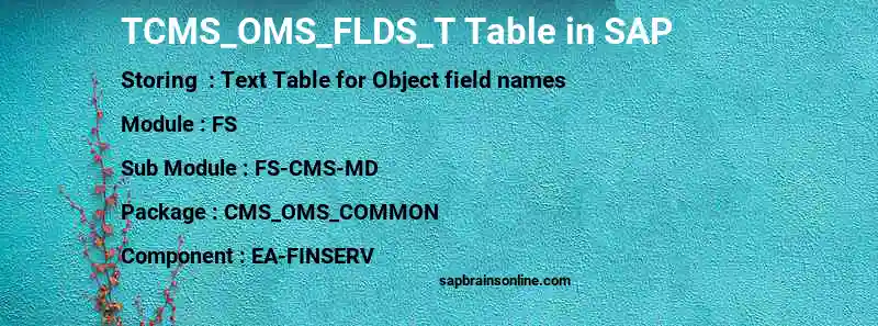 SAP TCMS_OMS_FLDS_T table