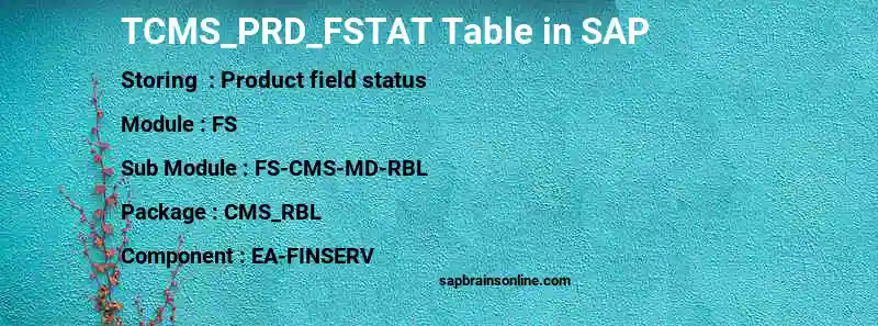 SAP TCMS_PRD_FSTAT table