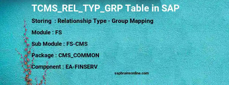 SAP TCMS_REL_TYP_GRP table