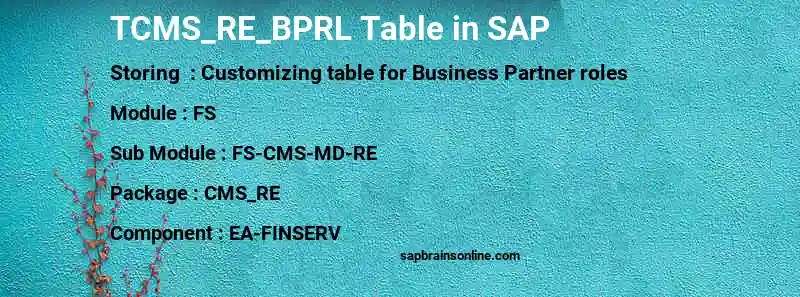 SAP TCMS_RE_BPRL table