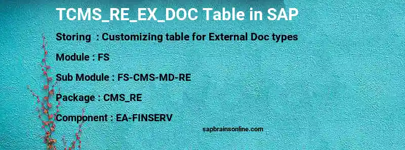 SAP TCMS_RE_EX_DOC table