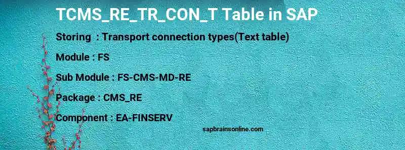SAP TCMS_RE_TR_CON_T table