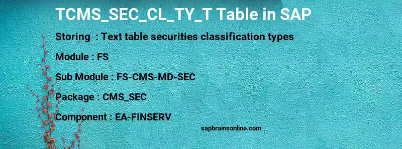 SAP TCMS_SEC_CL_TY_T table