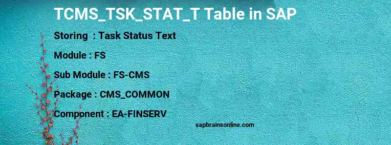 SAP TCMS_TSK_STAT_T table
