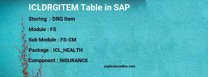 SAP ICLDRGITEM table
