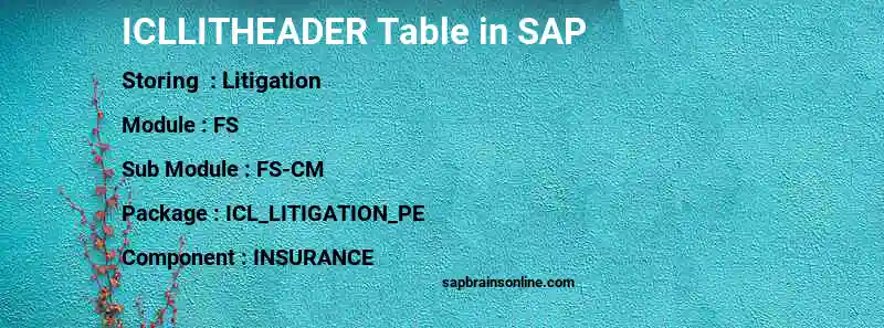 SAP ICLLITHEADER table
