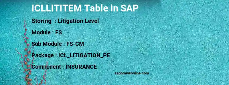 SAP ICLLITITEM table