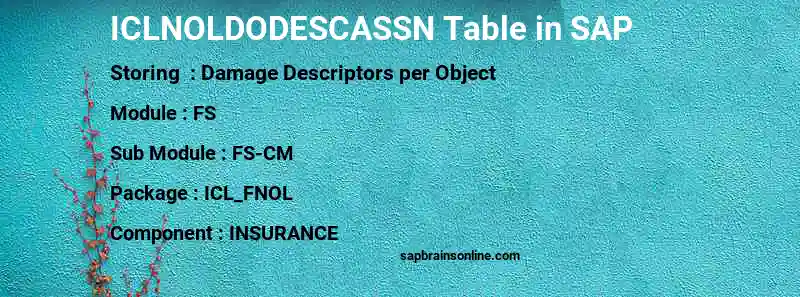 SAP ICLNOLDODESCASSN table