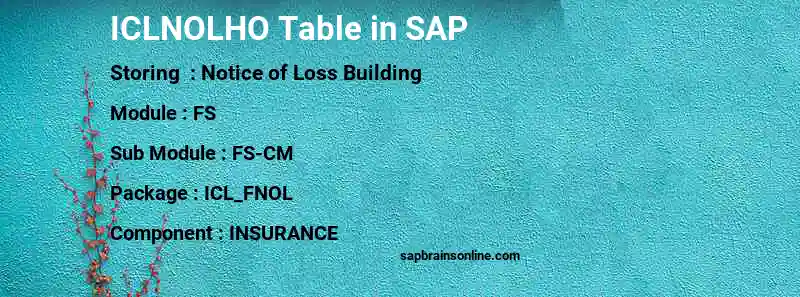 SAP ICLNOLHO table