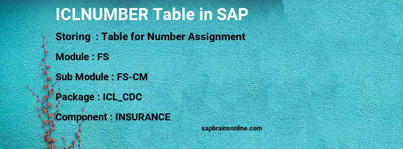 SAP ICLNUMBER table