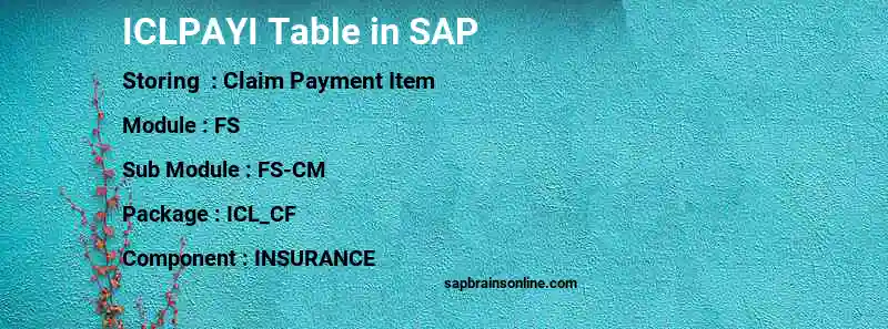 SAP ICLPAYI table
