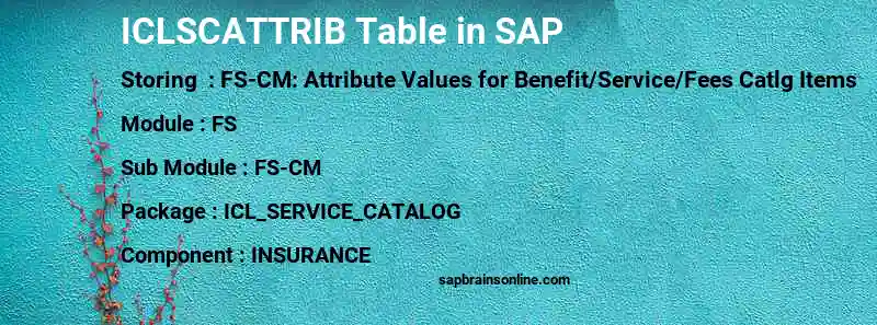 SAP ICLSCATTRIB table