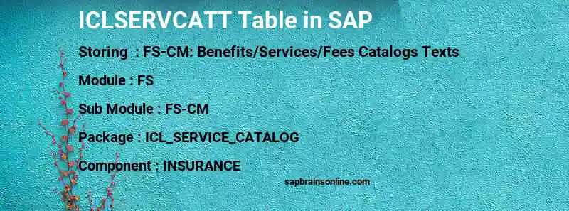 SAP ICLSERVCATT table