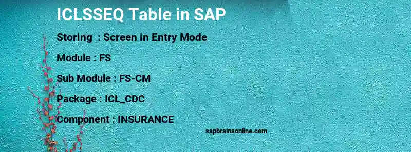SAP ICLSSEQ table