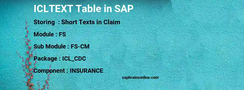 SAP ICLTEXT table
