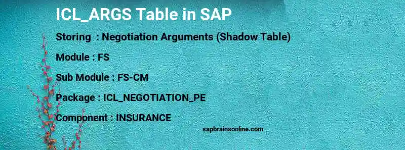 SAP ICL_ARGS table