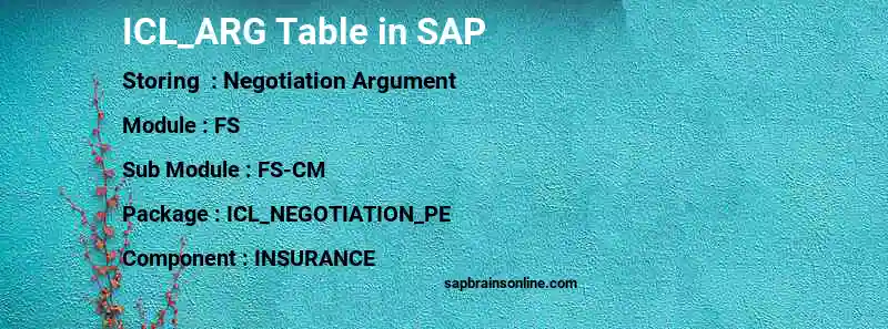 SAP ICL_ARG table