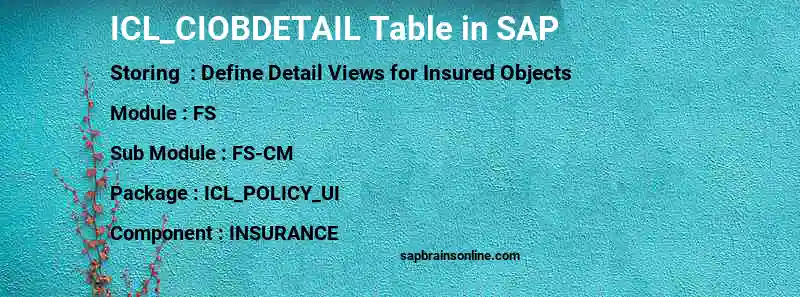 SAP ICL_CIOBDETAIL table